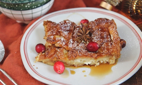 Eggnog Baked French Toast