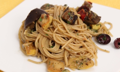 Spaghetti with Roasted Veggies