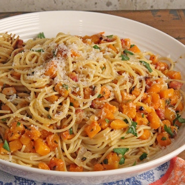 Carbonara with Squash and Pancetta