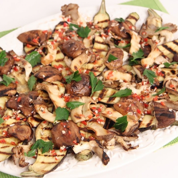 Grilled Eggplant and Wild Mushroom Salad